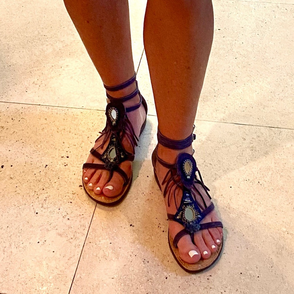 Sam Edelman Navy Mirrored Gladiators/Sandals